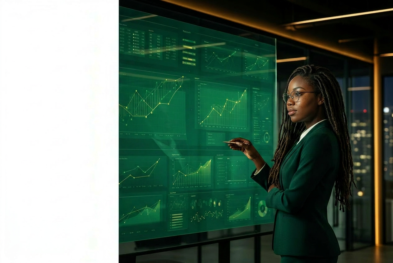 AccountiTech founder reviewing a financial reporting dashboard